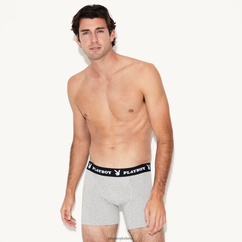 Playboy Men Classic Boxer Brief HBFB682 Clothing Heather Grey/Black Playboy Men Classic Boxer Brief HBFB682 Clothing Heather Grey/Black