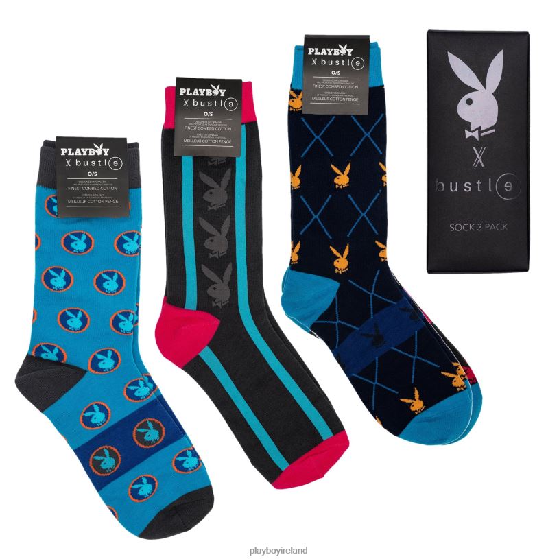 Playboy x Bustle Men Sock Three Pack HBFB686 Clothing Original Playboy x Bustle Men Sock Three Pack HBFB686 Clothing Original