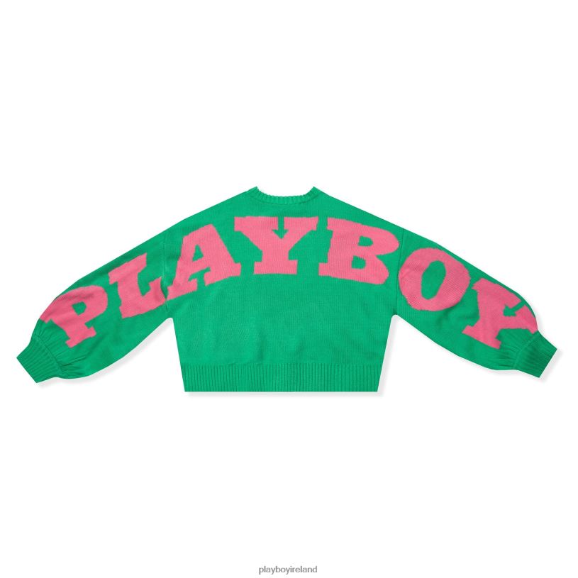Playboy Women Back Graphic Oversized Knit Sweater HBFB1067 Clothing Green Playboy Women Back Graphic Oversized Knit Sweater HBFB1067 Clothing Green