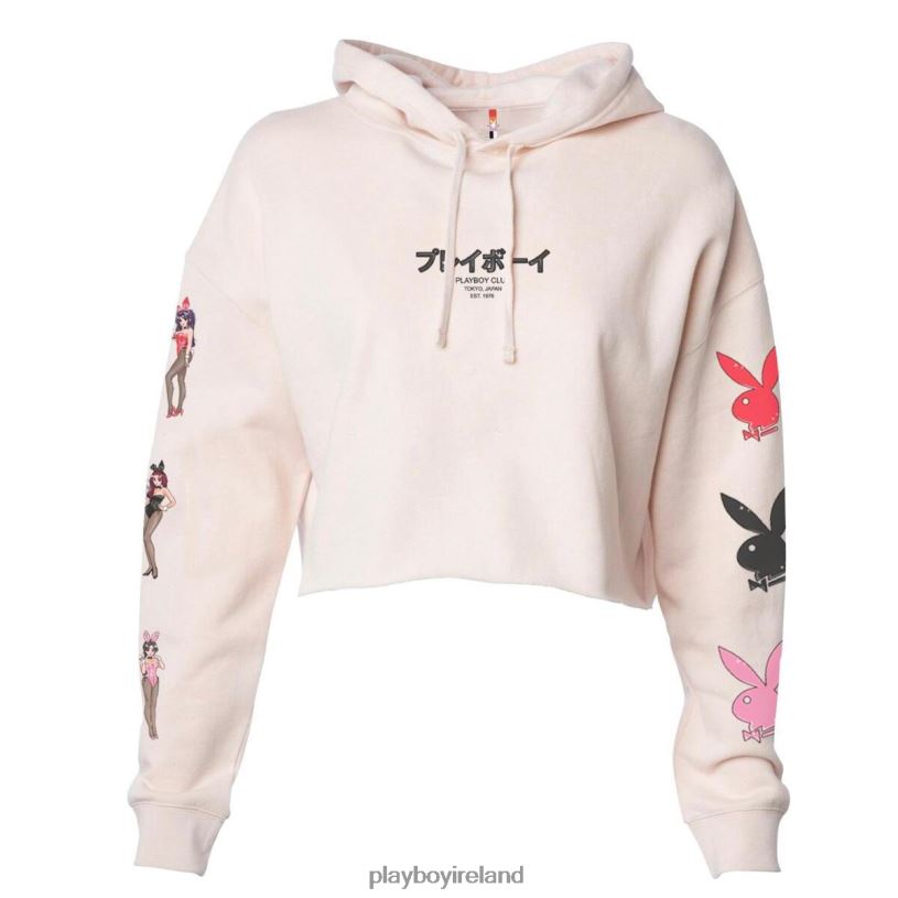 Playboy Women Tokyo Club Bunny Cropped Hoodie Blush HBFB1066 Clothing Original Playboy Women Tokyo Club Bunny Cropped Hoodie Blush HBFB1066 Clothing Original